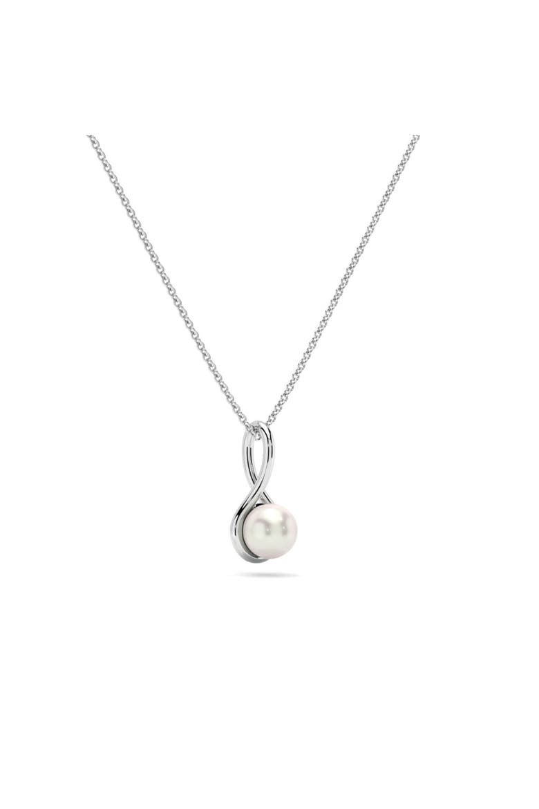 7mm Pearl Solitaire Pendant 14k Gold 18" Necklace 18mm Tall, Alternate, color, 14k White Gold