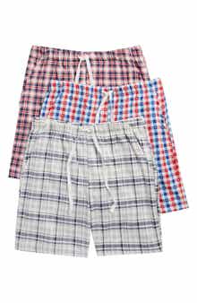 3-Pack Plaid Minky Fleece Lounge Shorts