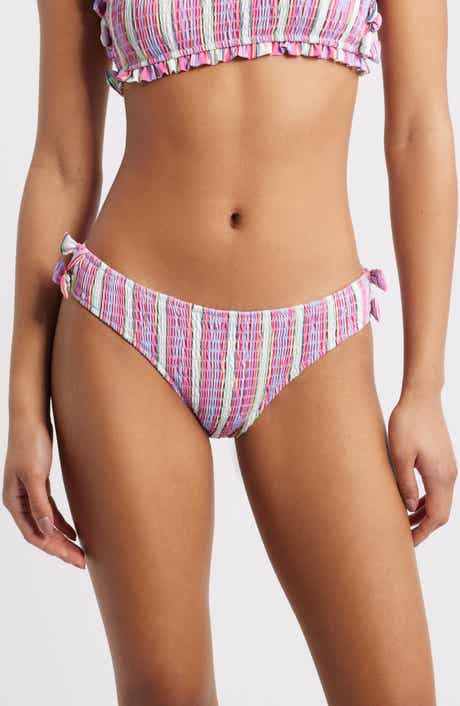 Damson Madder Stripe Smocked Bow Bikini Bottoms