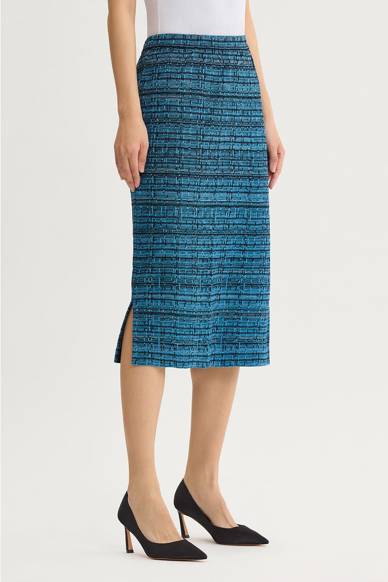 Side Slit Tweed Knit Pencil Skirt, Alternate, color, Deep Teal