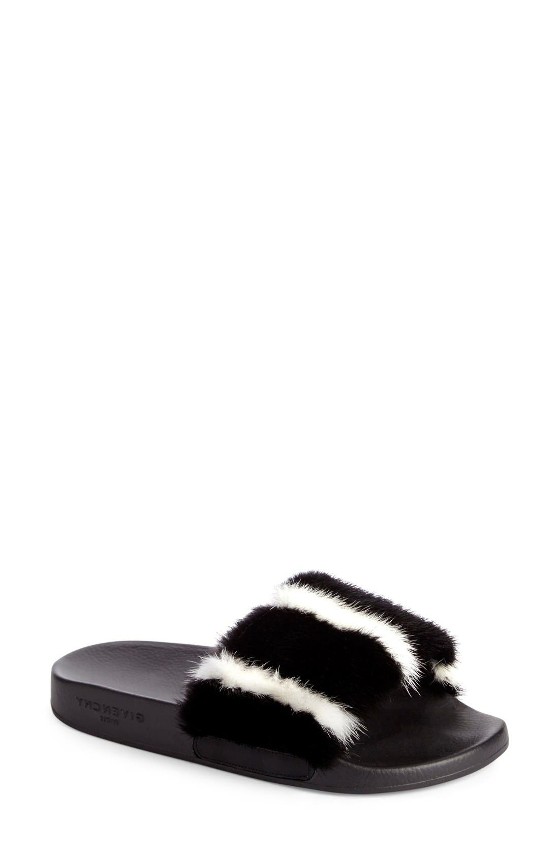 Givenchy Genuine Mink Fur Slide Sandal, Main, color, 