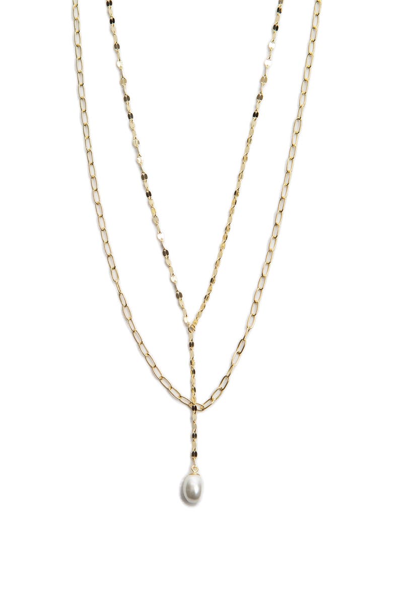 Argento Vivo Sterling Silver Layered Faux Pearl Necklace, Main, color, Gold