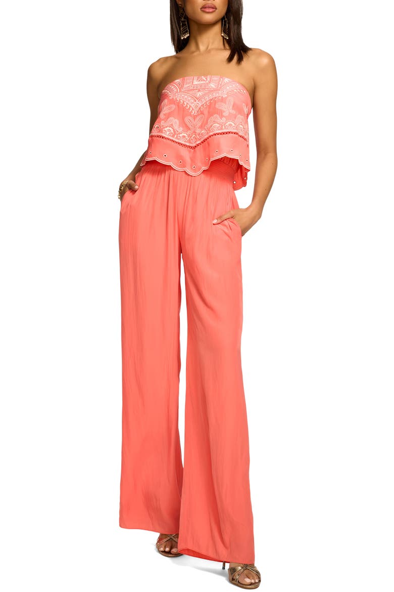 Aspen Embroidered Bodice Jumpsuit, Main, color, CORAL