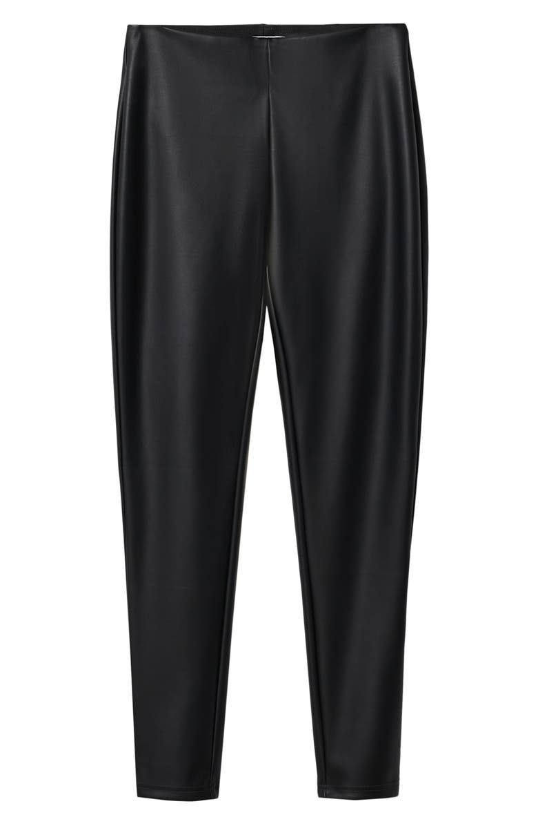 MANGO Faux Leather High Waist Crop Leggings, Alternate, color,