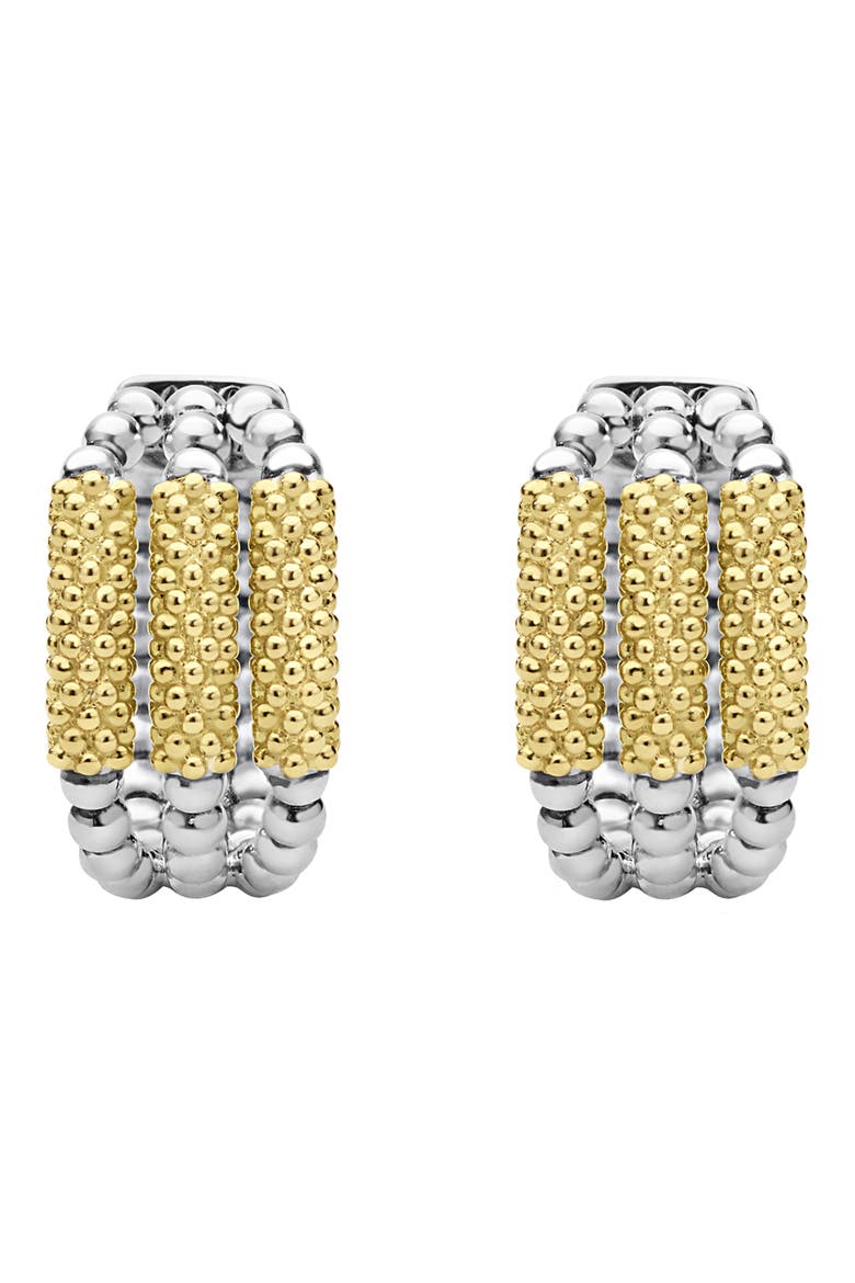 Caviar Bar Huggie Hoop Earrings, Alternate, color, SILVER/ GOLD