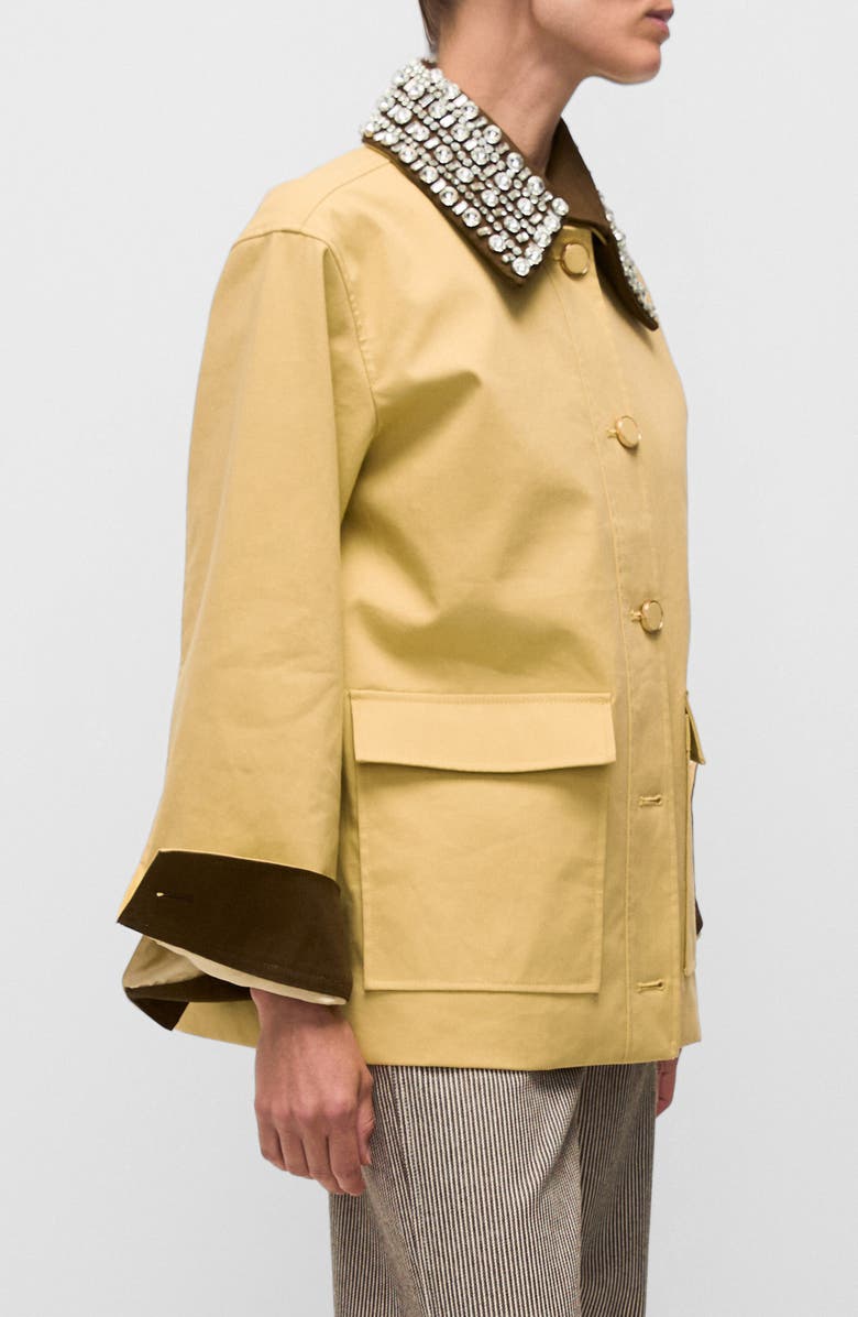Veronica Beard Arlen Crystal Collar Cotton Dickey Coat, Alternate, color, 