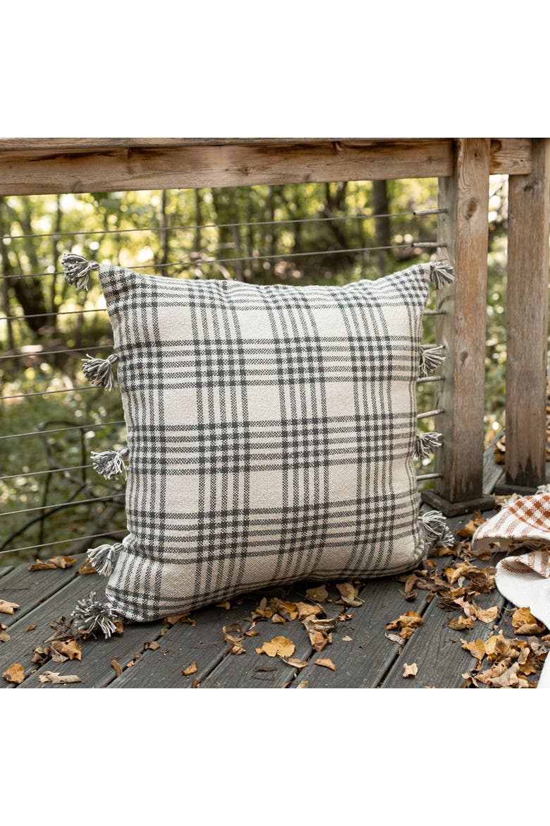 Remi Plaid Decorative Indoor/Outdoor Accent Throw Pillow, 30" x 30", Alternate, color, Gray