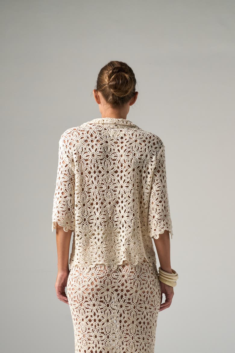 Braydon Top in Beaded Macrame, Alternate, color, Oat