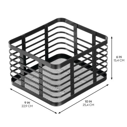 Mdesign Metal Pantry Basket With Handles In Black