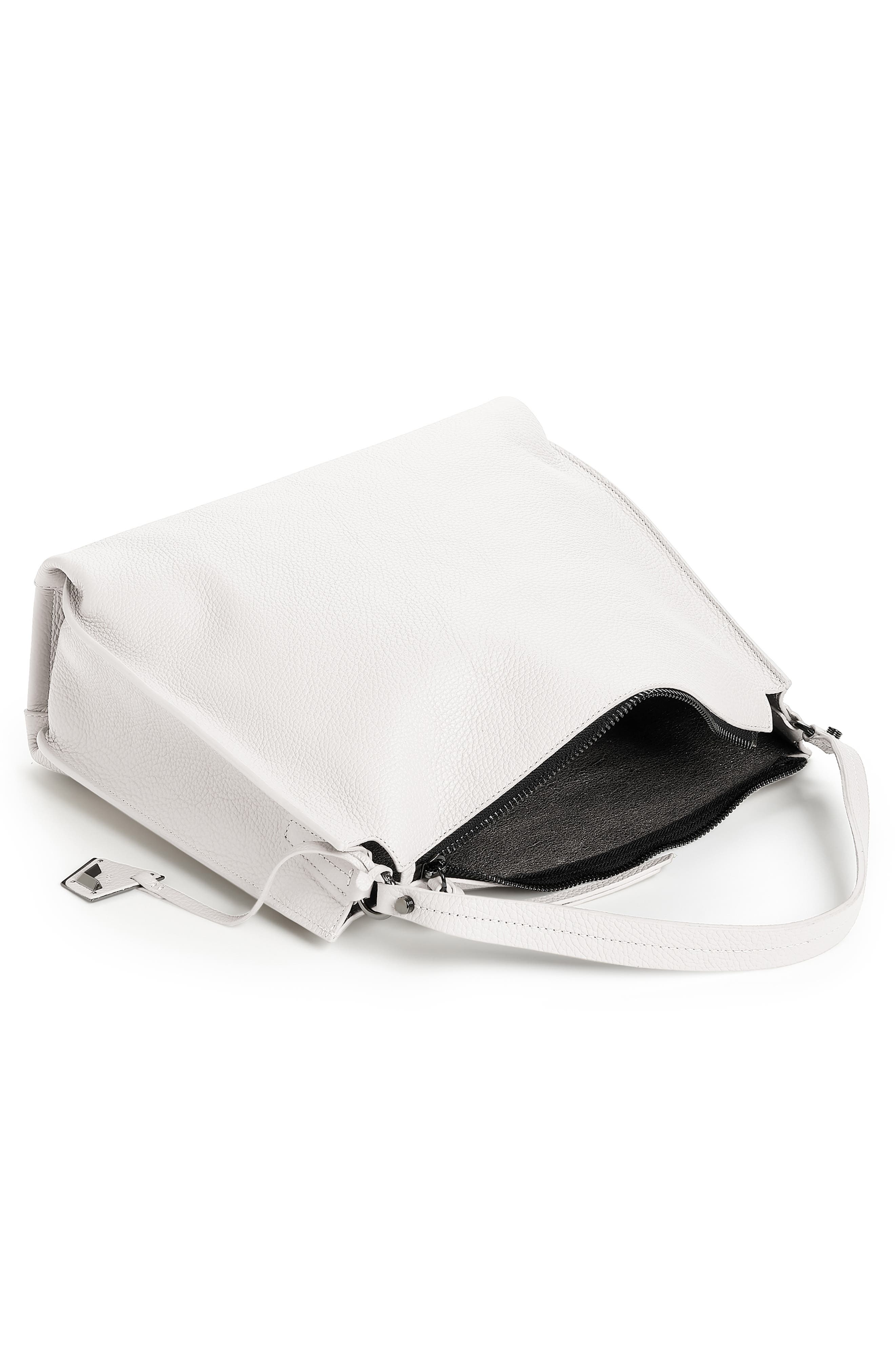 Hudson Pebbled Leather Hobo, Alternate, color, MARSHMALLOW