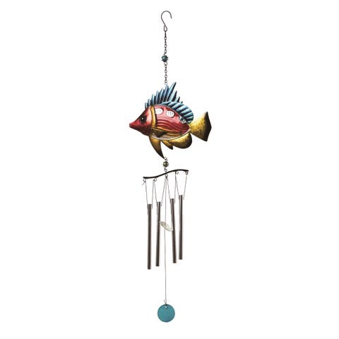31.50 Inch Multicolor Spring Tropical Fish Metal Wind Chime for Home Decor and Garden