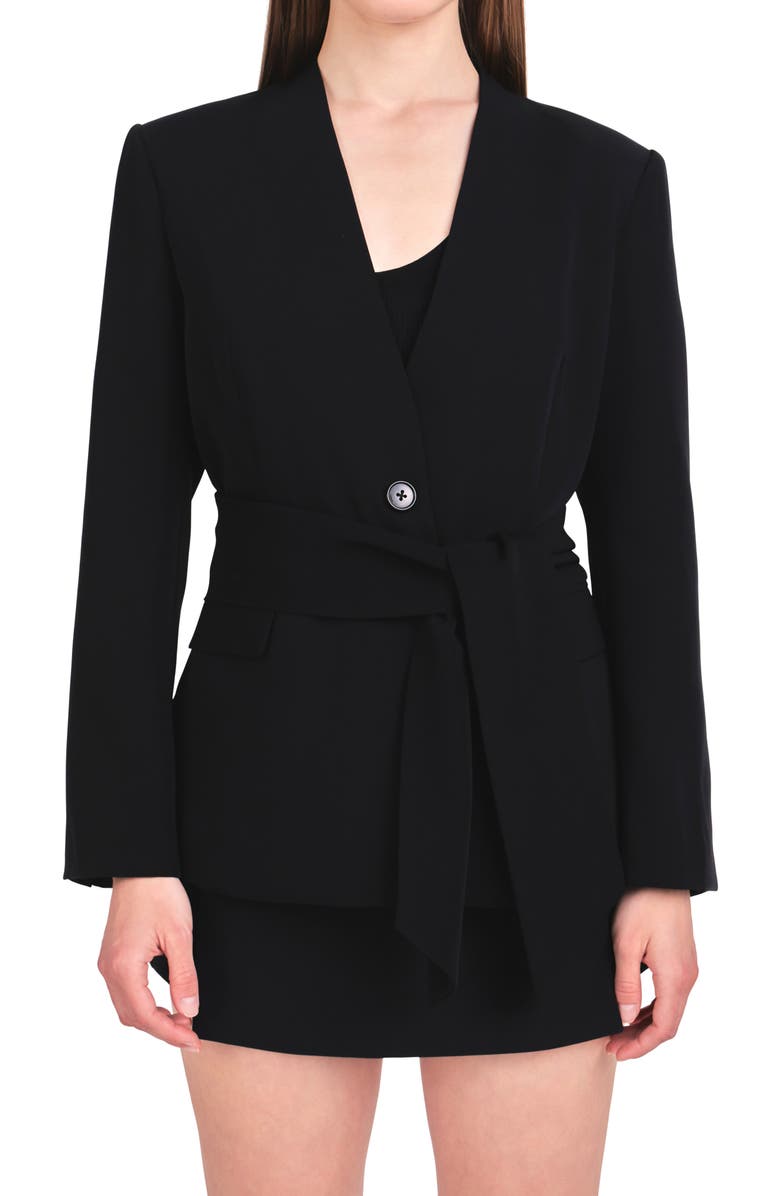 Endless Rose Fitted Sash Blazer, Main, color, Black