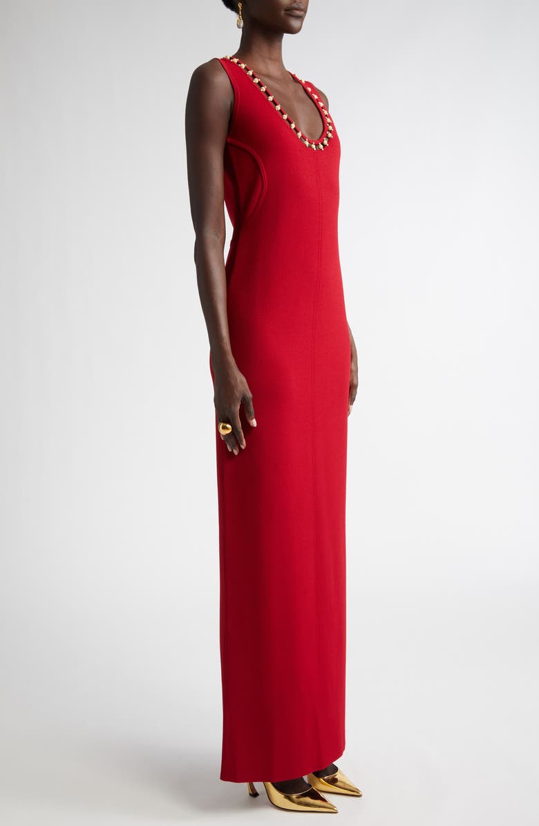 ST. JOHN Embellished Milano Knit Gown, Alternate, color, Hard Haute Red