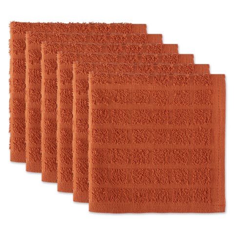 Solid Windowpane Terry Dishcloth Set/6