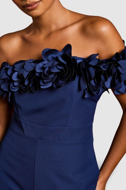 Coast Petite 3d Flower Bardot Jumpsuit In Blue