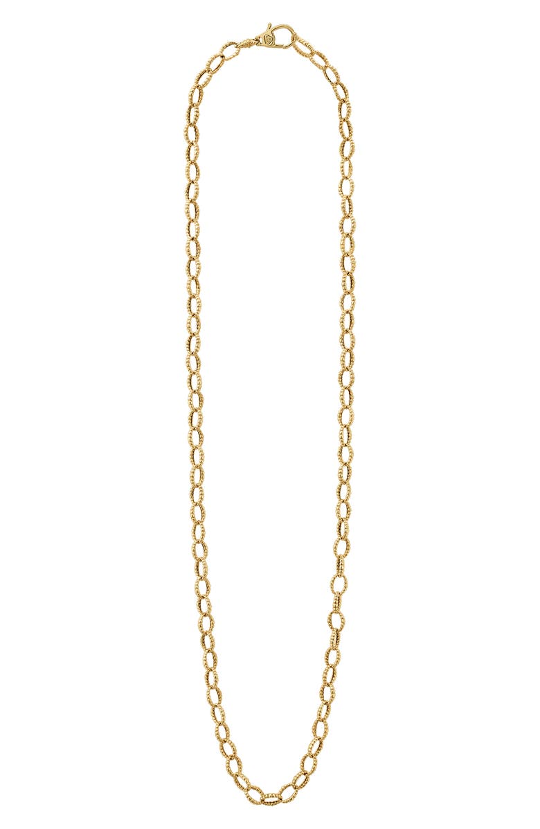 LAGOS Caviar Gold Fluted Oval Link Necklace, Alternate, color, Gold