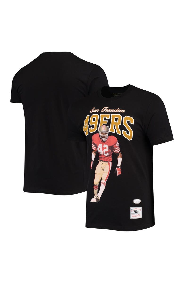 Mitchell & Ness Men's Mitchell & Ness Ronnie Lott San Francisco 49ers Black Player Graphics T-Shirt, Alternate, color,