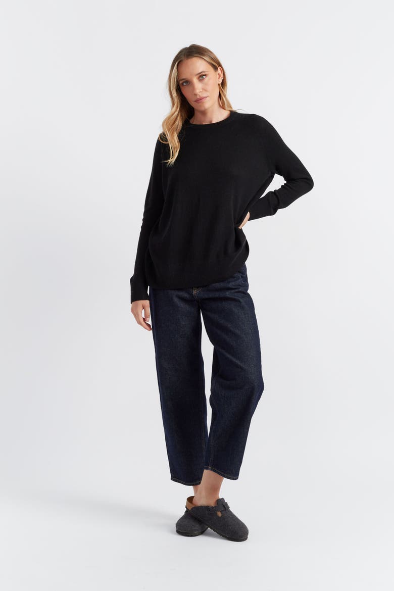 Lightweight Cashmere Slouchy Sweater, Alternate, color, Black