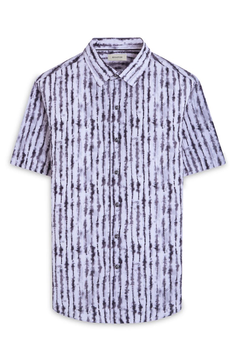 Bugatchi Orson Tie Dye Stripe Short Sleeve Cotton Seersucker Button-Up Shirt, Alternate, color, Zinc