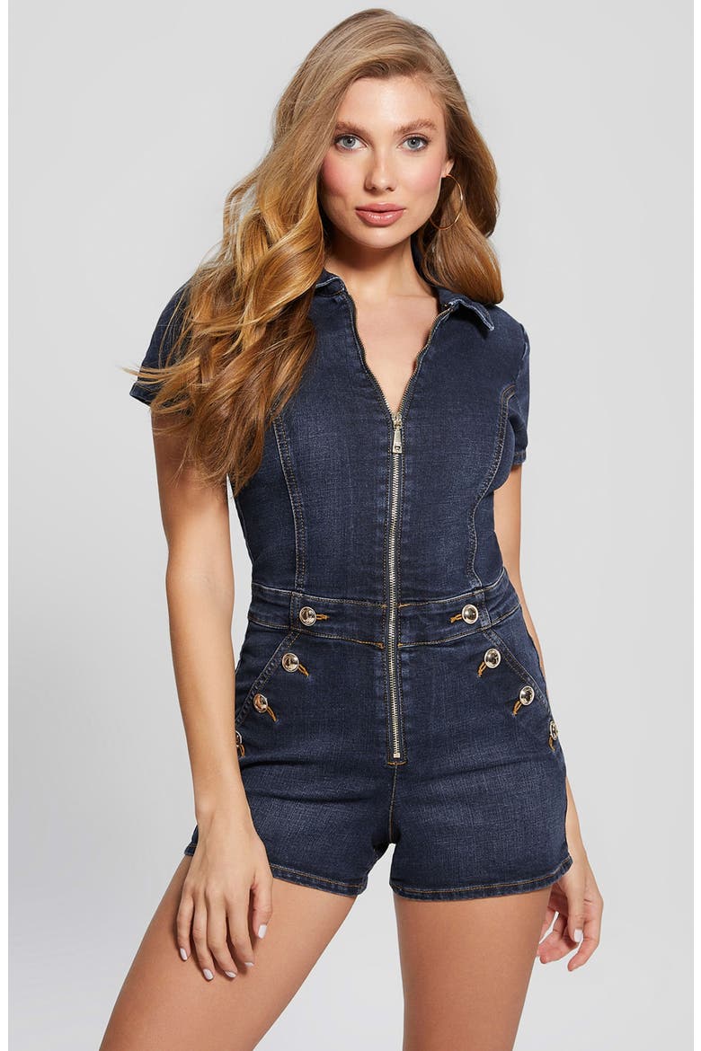 Janae Denim Romper, Alternate, color, SWIFT