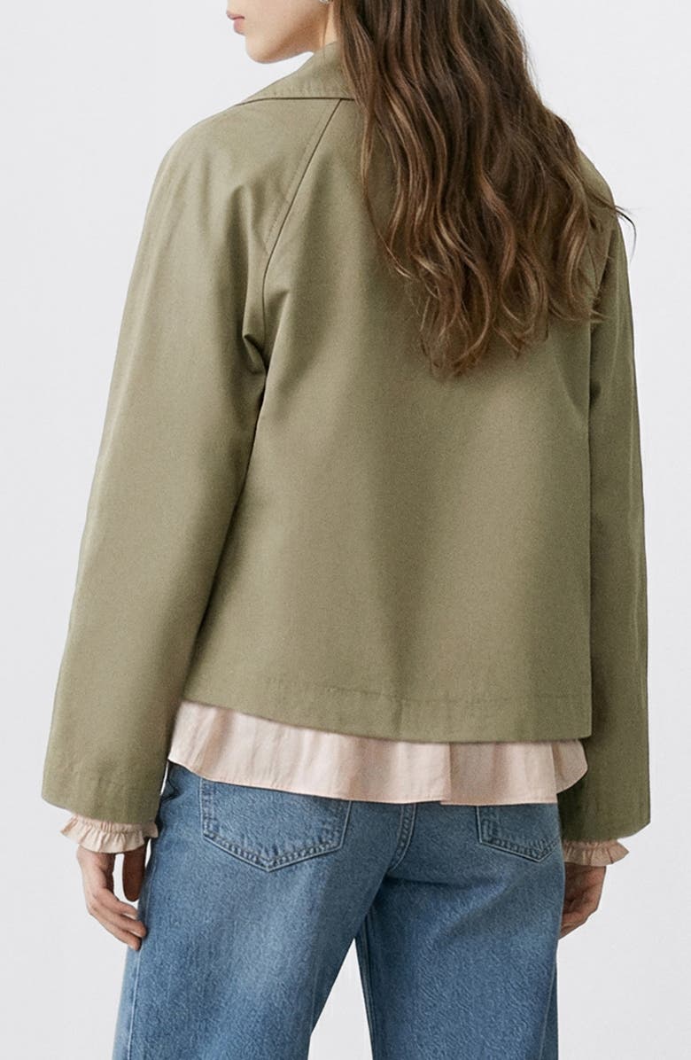 MANGO TEEN Crop Trench Coat, Alternate, color, Khaki Green