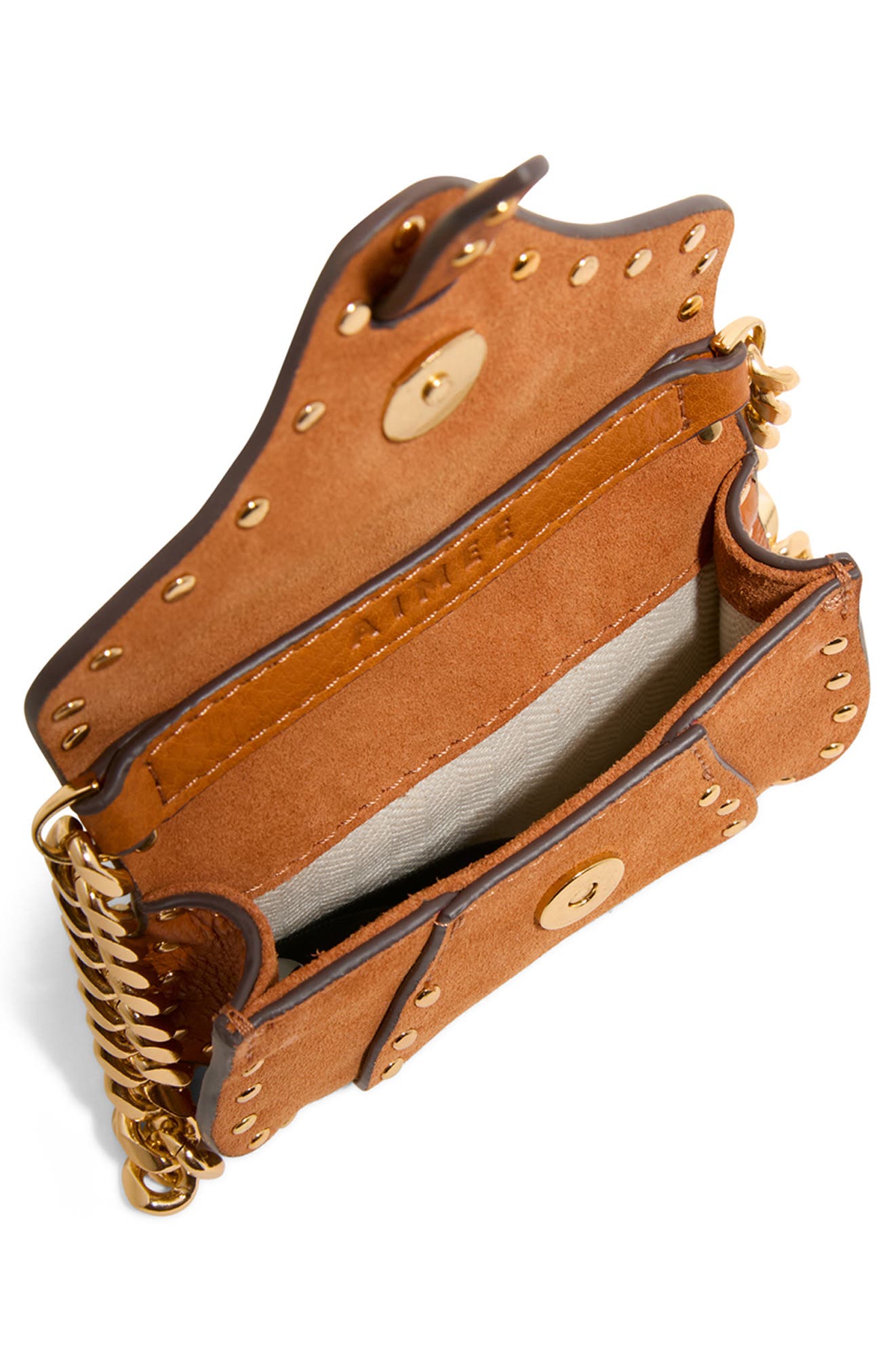AIMEE Micro Armour Suede Crossbody Bag, Alternate, color, Rustic Caramel Suede
