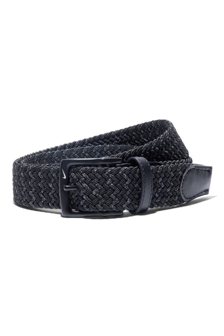 Woven Stretch Belt, Main, color, BLACK/DARK GREY HEATHERED