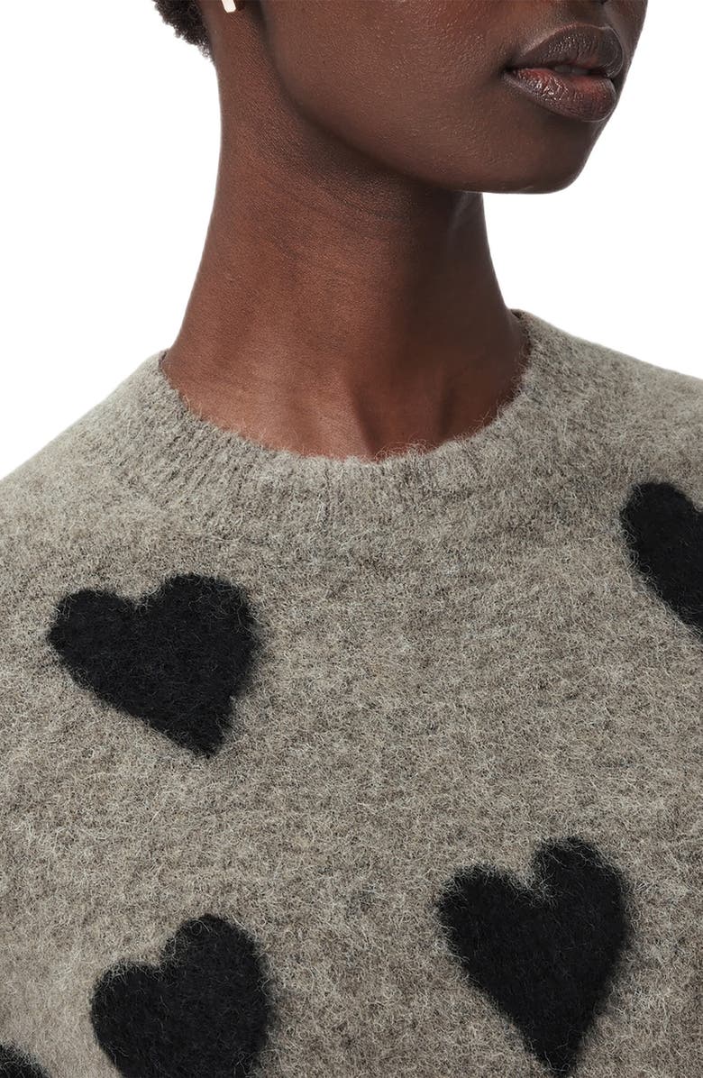 AllSaints Amora Jacquard Alpaca & Wool Blend Sweater, Alternate, color, Walnut Brown/ Black