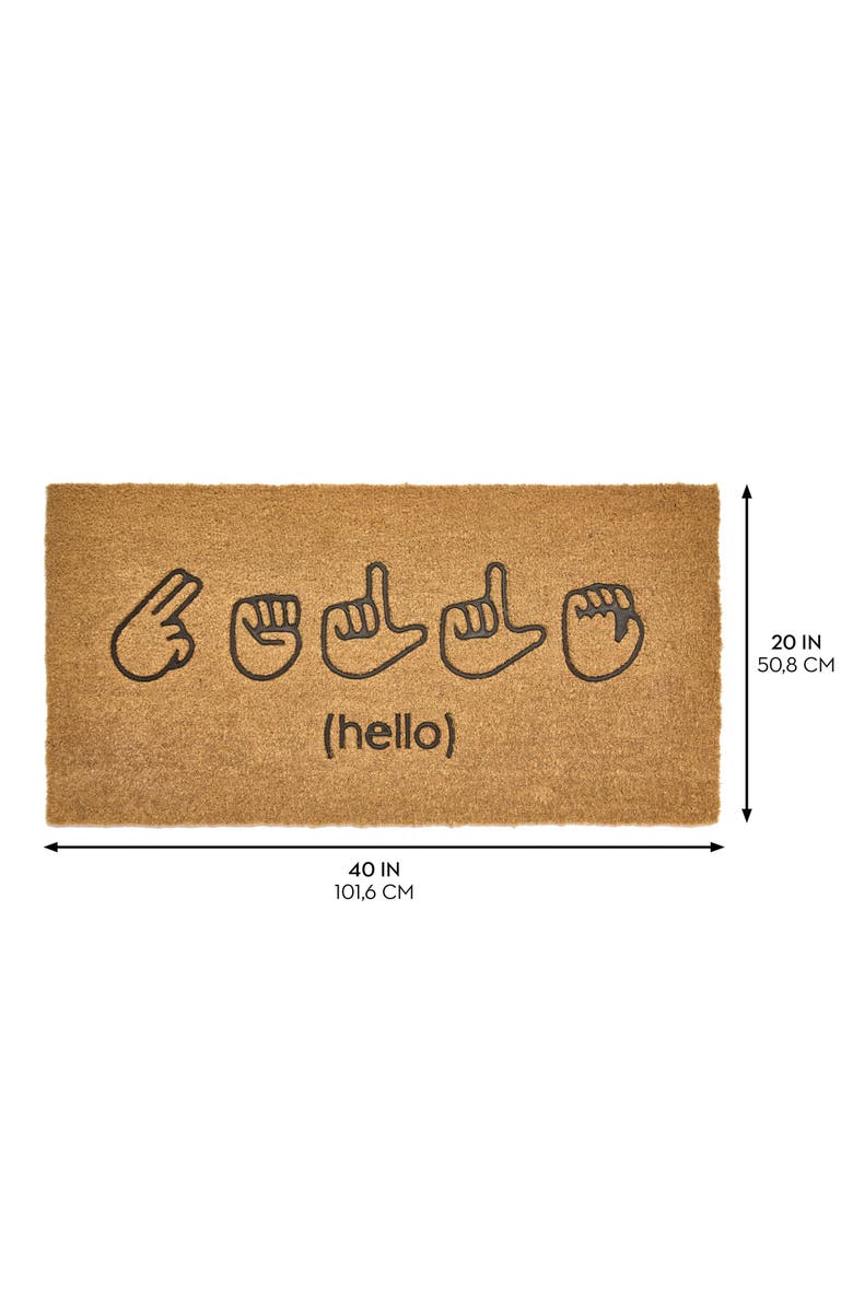 mDesign American Sign Language ASL Hello Coir Doormat, Natural/Black, Alternate, color, 