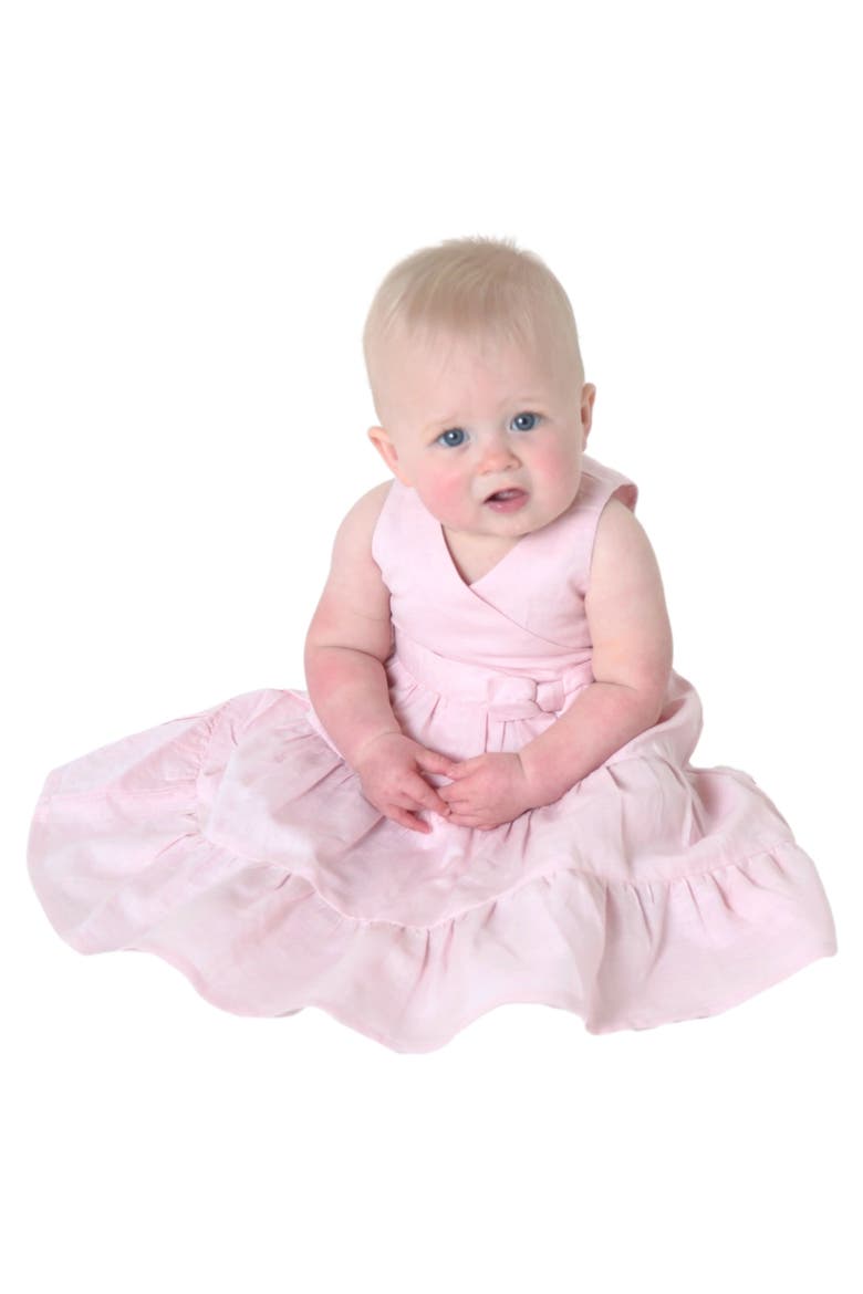 Girls' Tiered Wrap Dress, Infant, Alternate, color, Pale Pink Linen