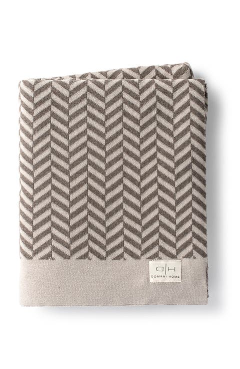 Zima Herringbone Knit Throw Blanket