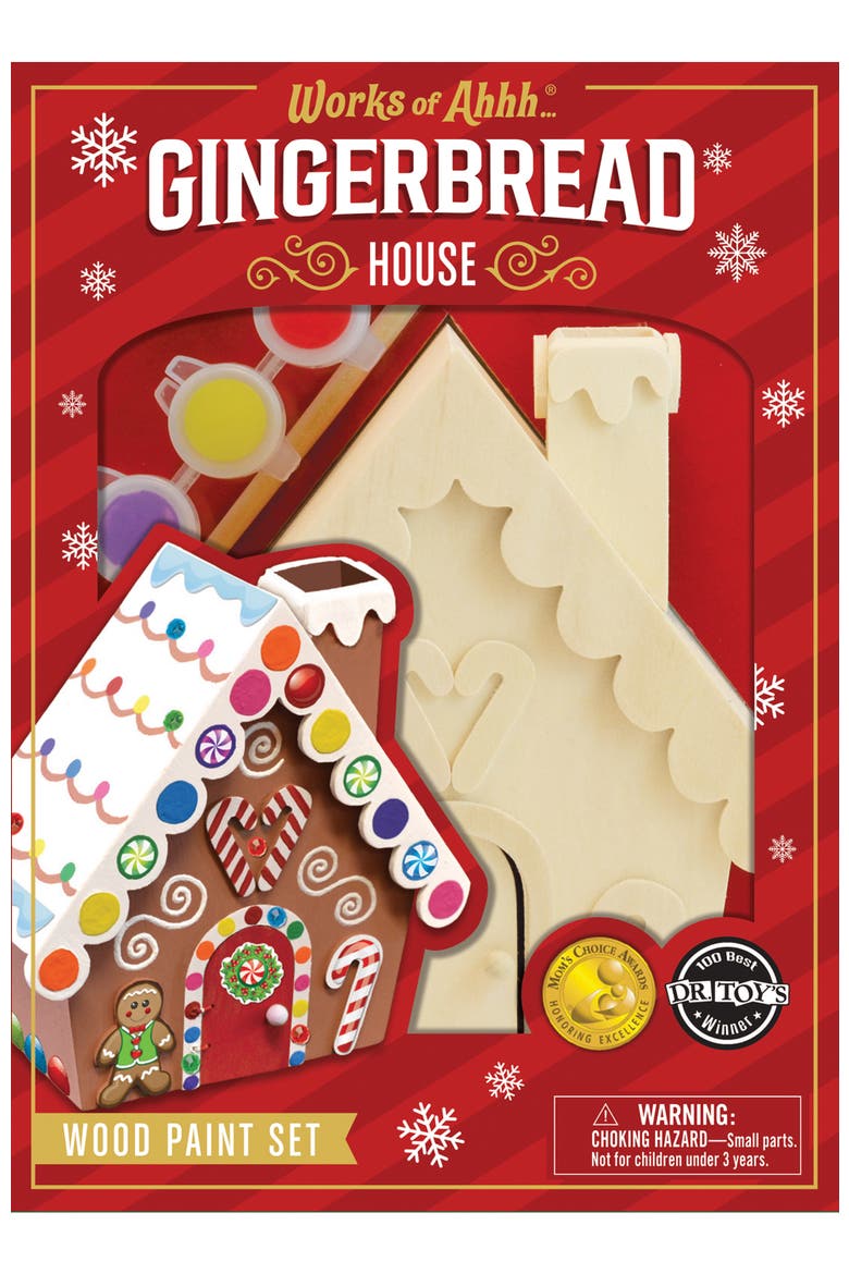 Gingerbread House Wood Paint Set, Main, color, Multicolor