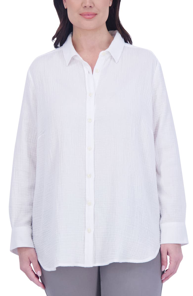 Foxcroft Oversize Gauze Button-Up Shirt, Main, color,
