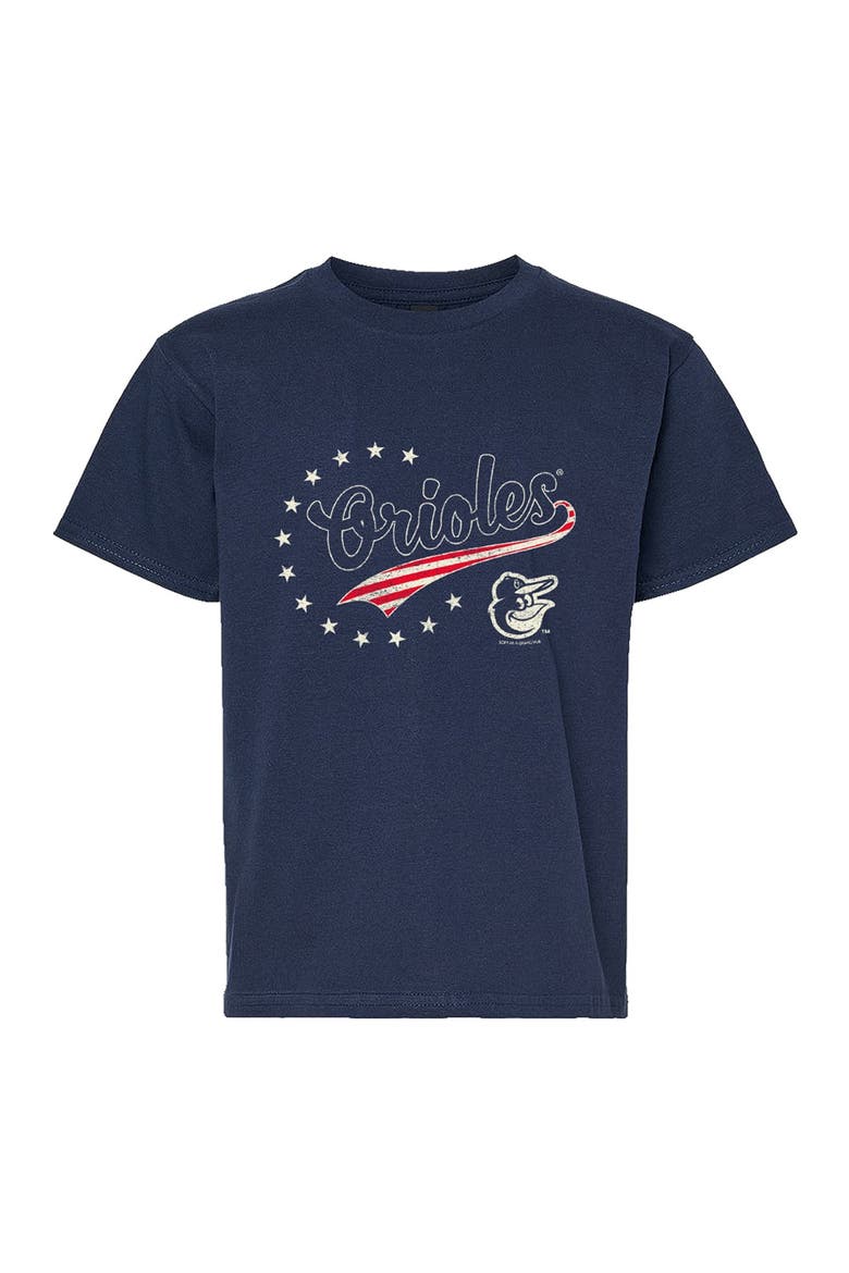 Youth Soft as a Grape Navy Baltimore Orioles Americana T-Shirt, Main, color, Navy