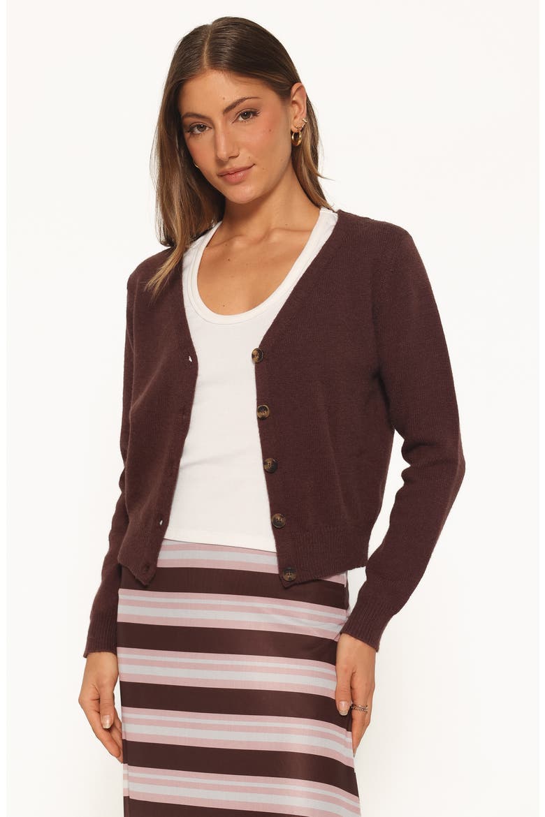 Veniza V-Neck Cardigan, Alternate, color, BROWN