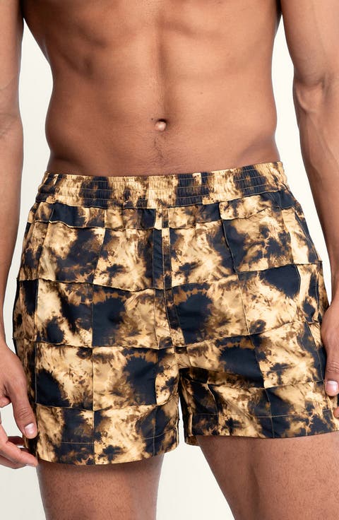 Sebastian Grid Pintuck 4-Inch Nylon Swim Trunks