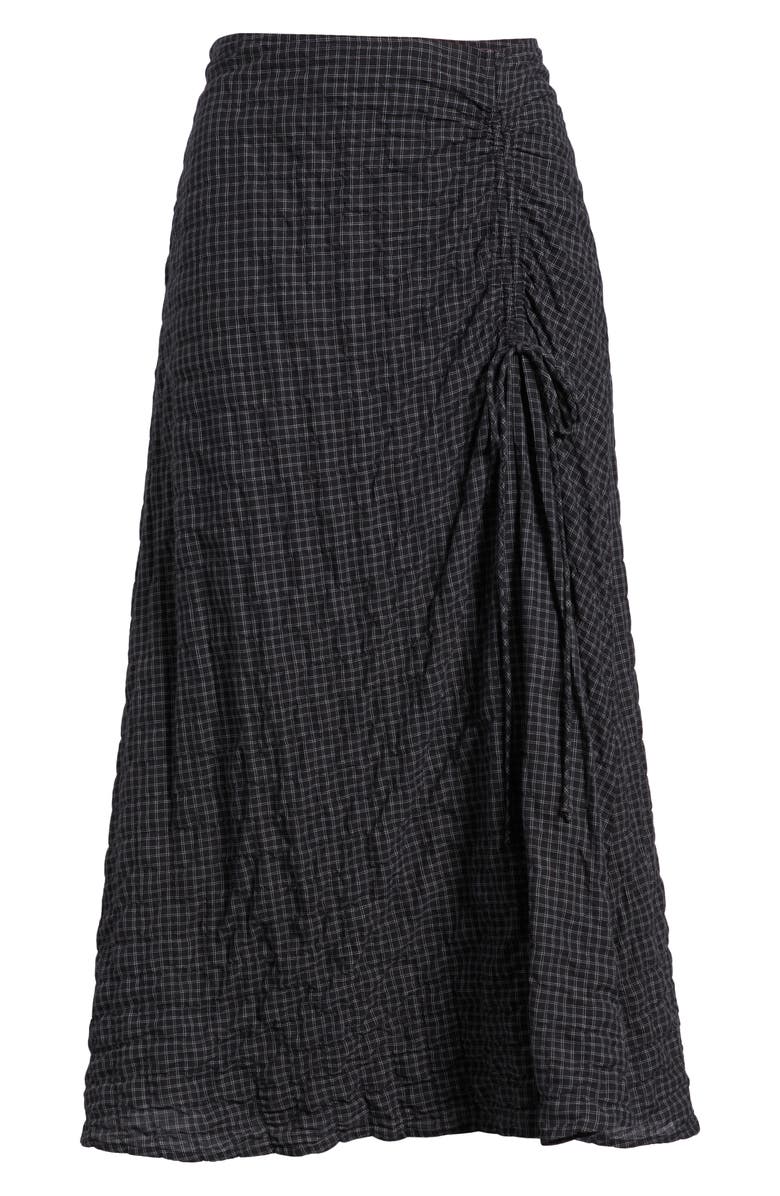 MARGARET O'LEARY Clementine Check Side Ruched Cotton Skirt, Alternate, color,