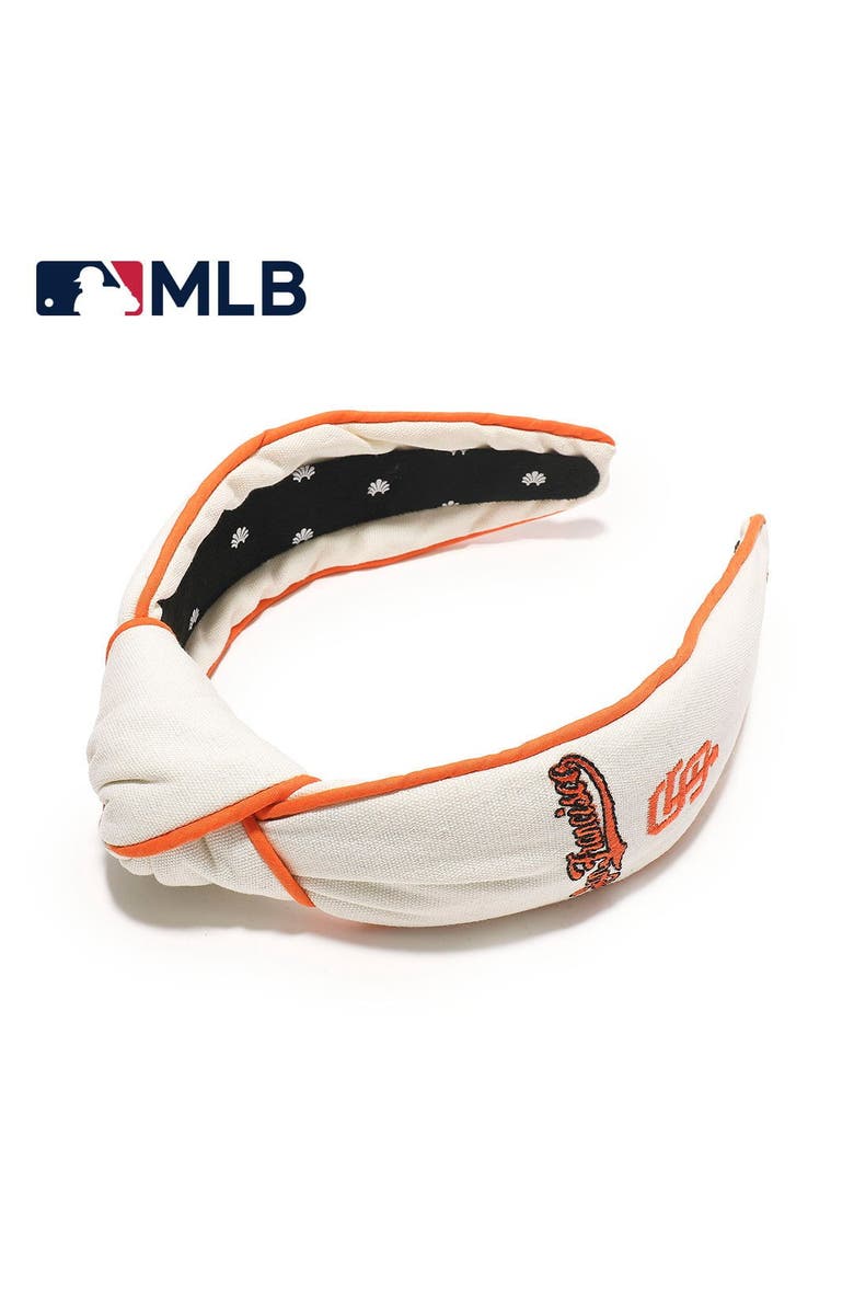 Lele Sadoughi MLB SF Giants Embroidered Headband, Main, color, Ivory 100