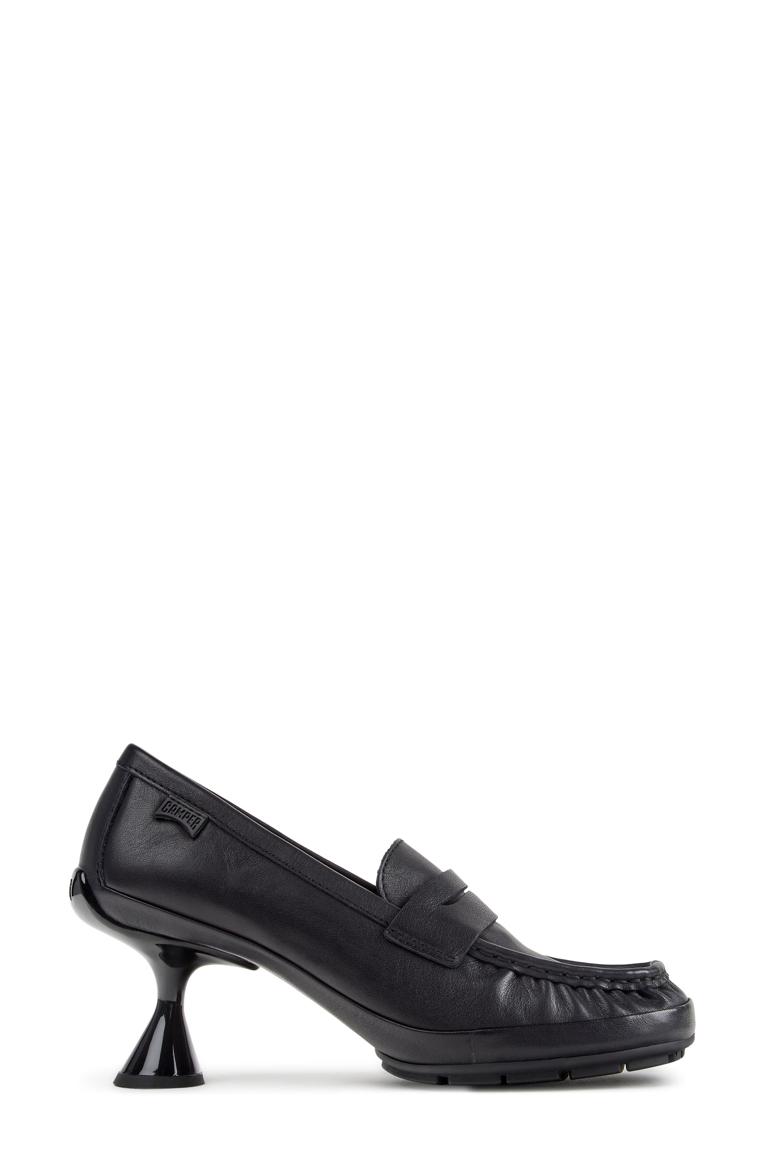 Leather Moccasin Pump, Alternate, color, BLACK