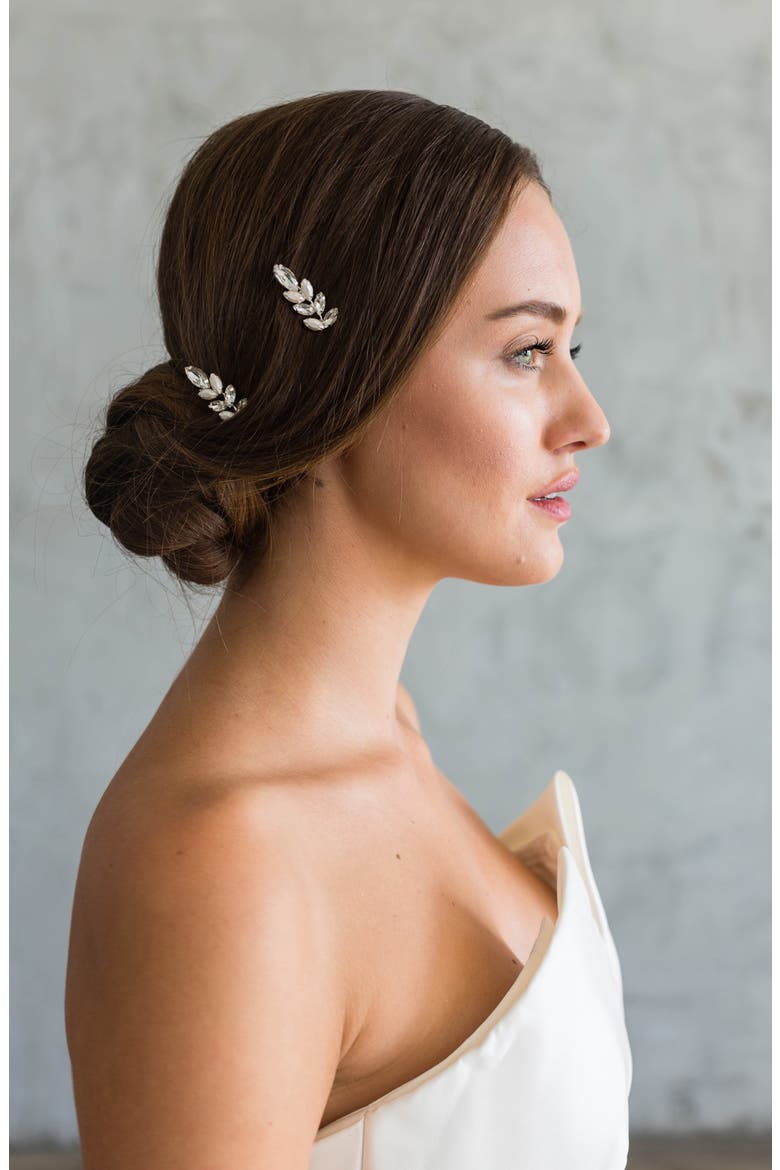 Vanessa Set of 2 Hair Pins, Alternate, color, SILVER
