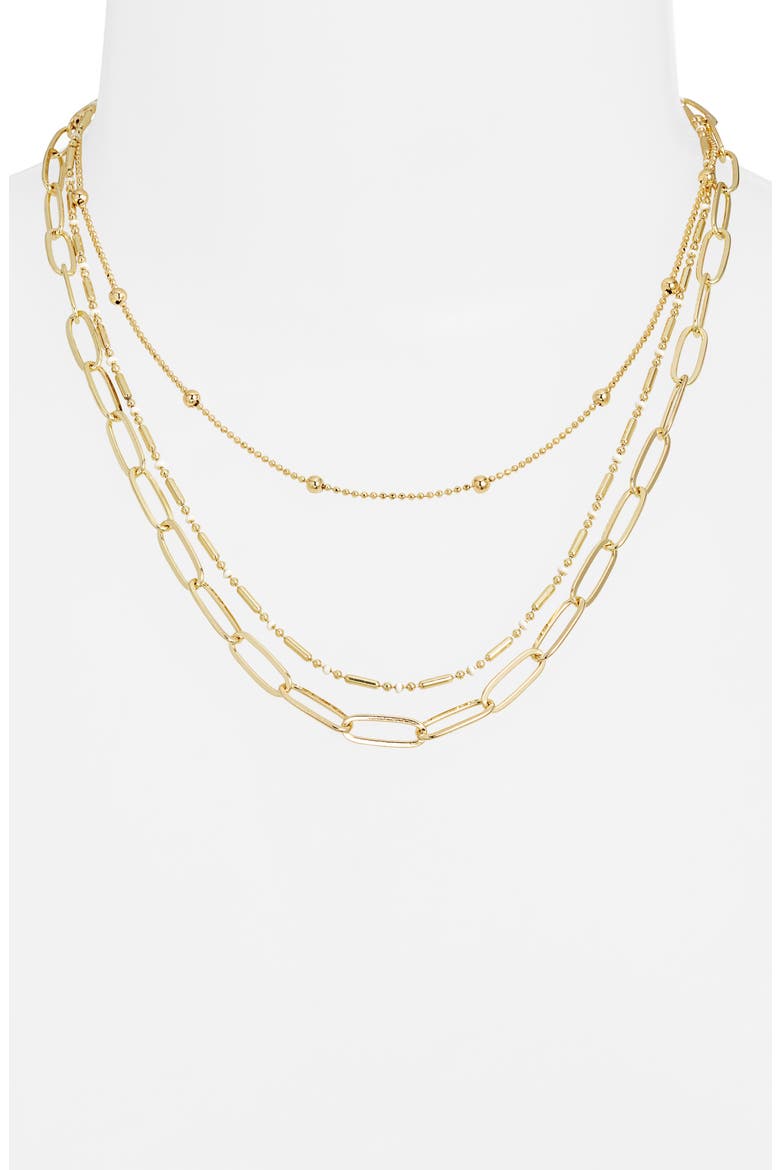 Set of 2 Enamel Dot Chain Layered Necklaces, Alternate, color, WHITE- GOLD