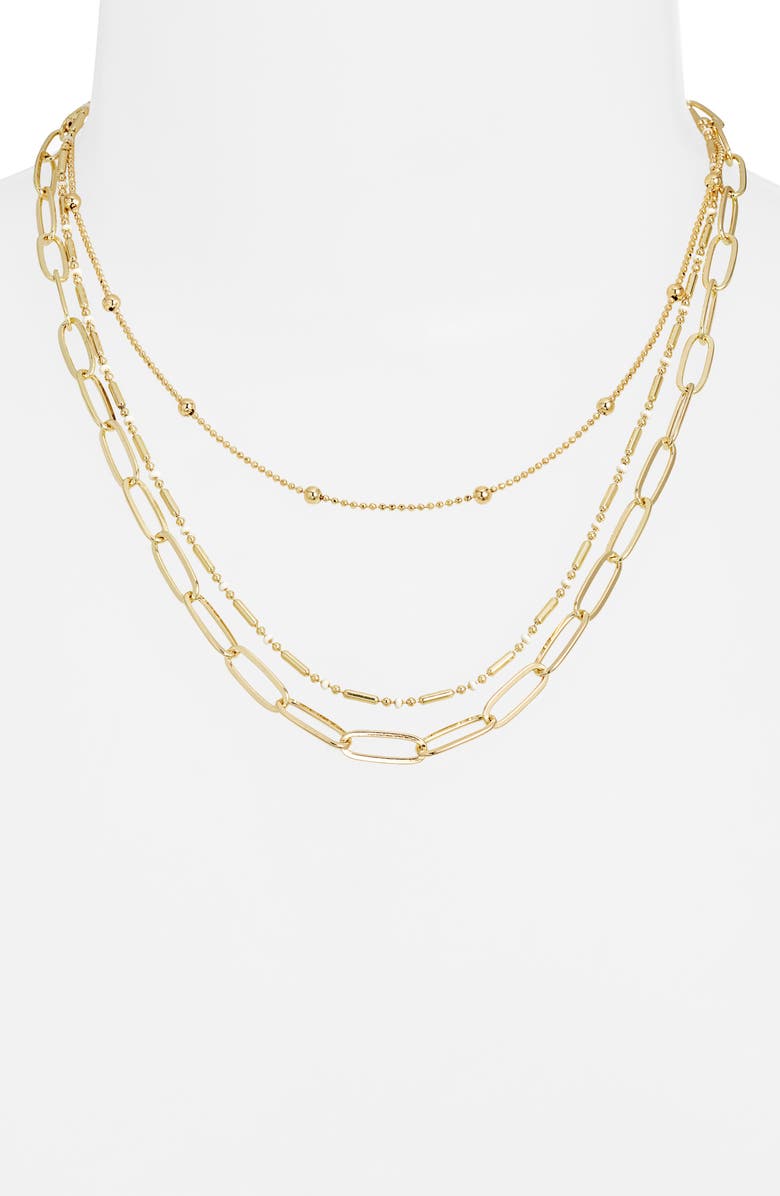 Nordstrom Set of 2 Enamel Dot Chain Layered Necklaces, Alternate, color, White- Gold