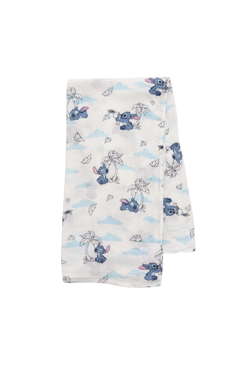 Lambs & Ivy Disney Stitch Luxury Muslin Swaddle Blanket & Plush Toy Gift Set, Alternate, color,