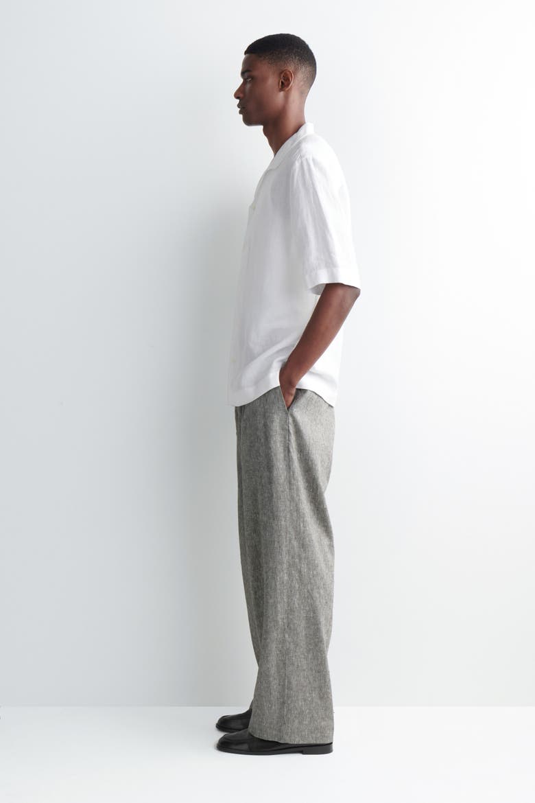 Camp-collar Short-sleeved Linen Shirt, Alternate, color, WHITE