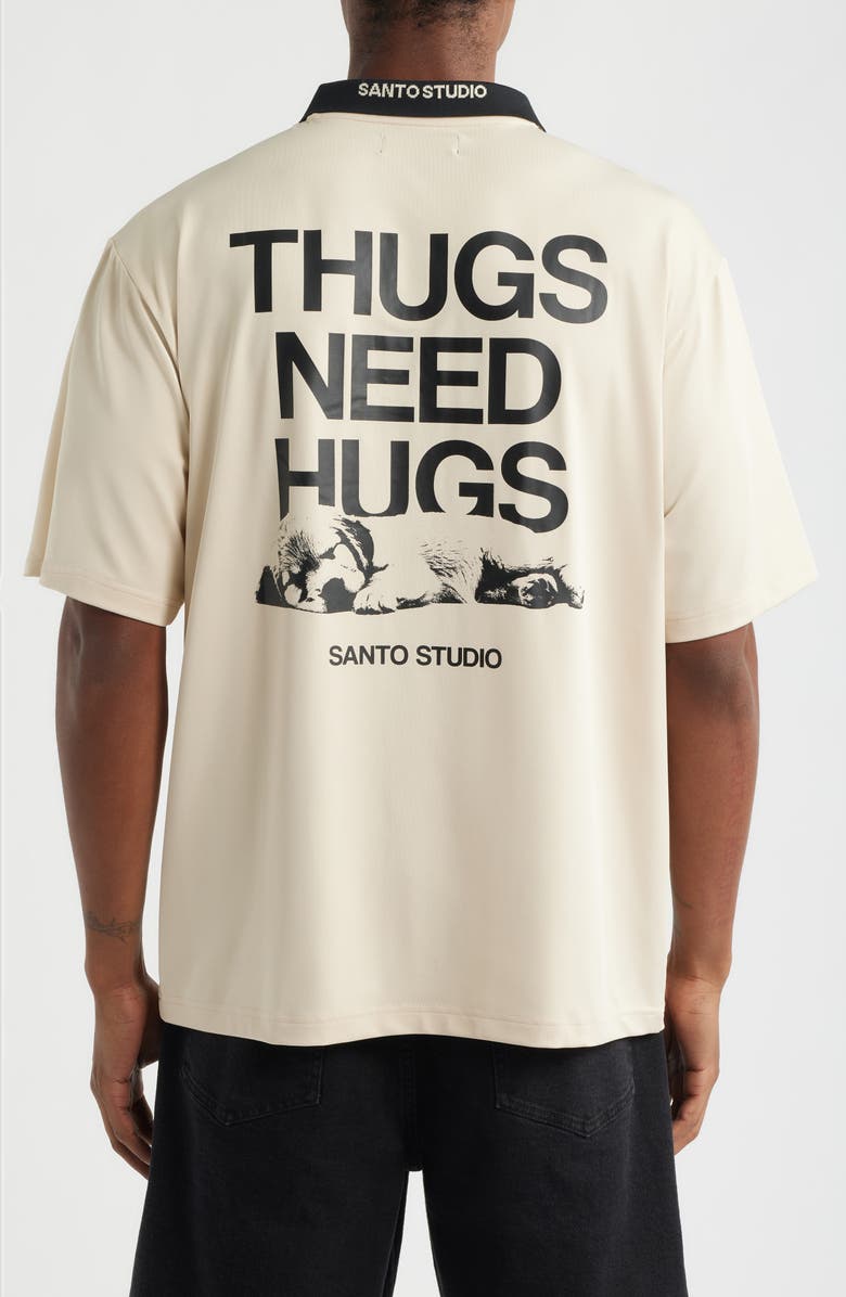 SANTO STUDIO TNH Sleepy Dog Club Jersey Polo, Alternate, color, Cream