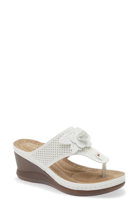 Yaz Floral Appliqué T-Strap Sandal (Women)