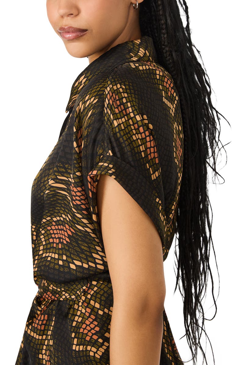 Steve Madden Tori Abstract Print Shirtdress, Alternate, color, Fossil Brown