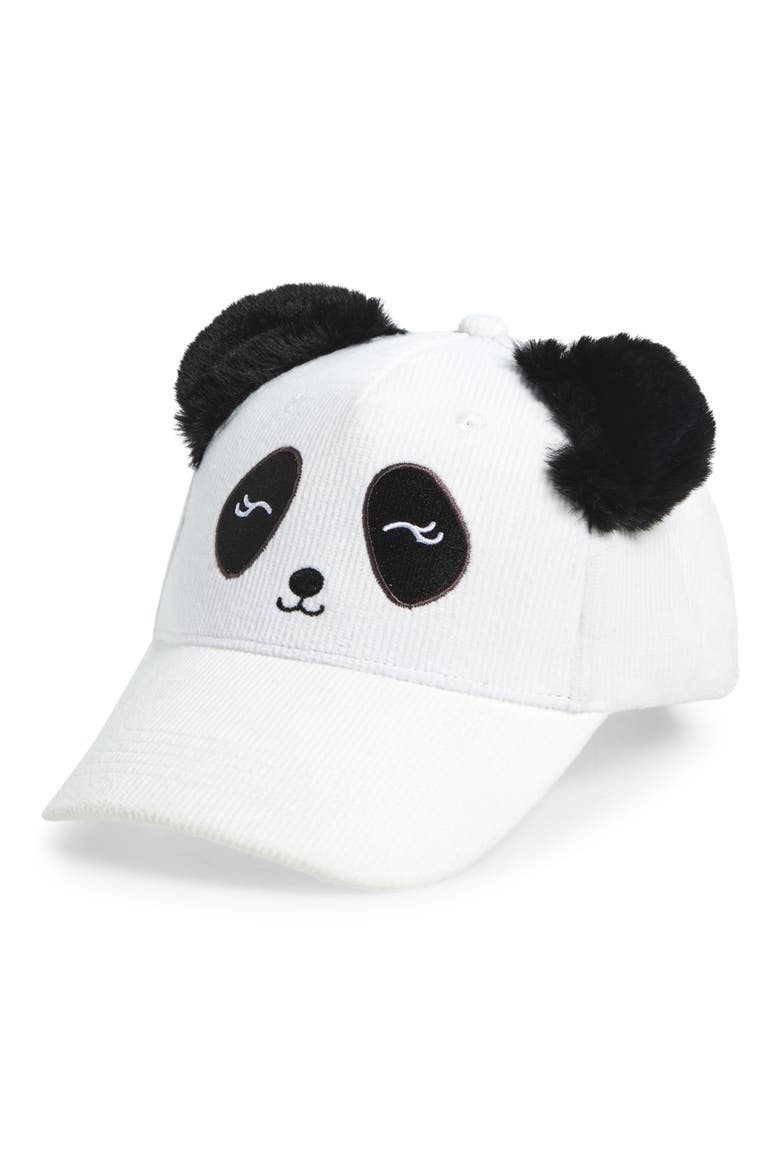 Kids' Corduroy Adjustable Baseball Cap, Main, color, COCONUT PANDA