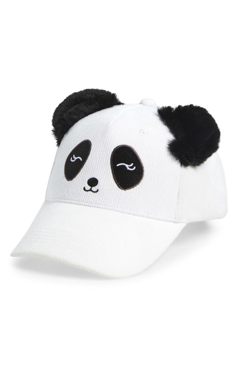 mimish Kids' Corduroy Adjustable Baseball Cap, Main, color, Coconut Panda