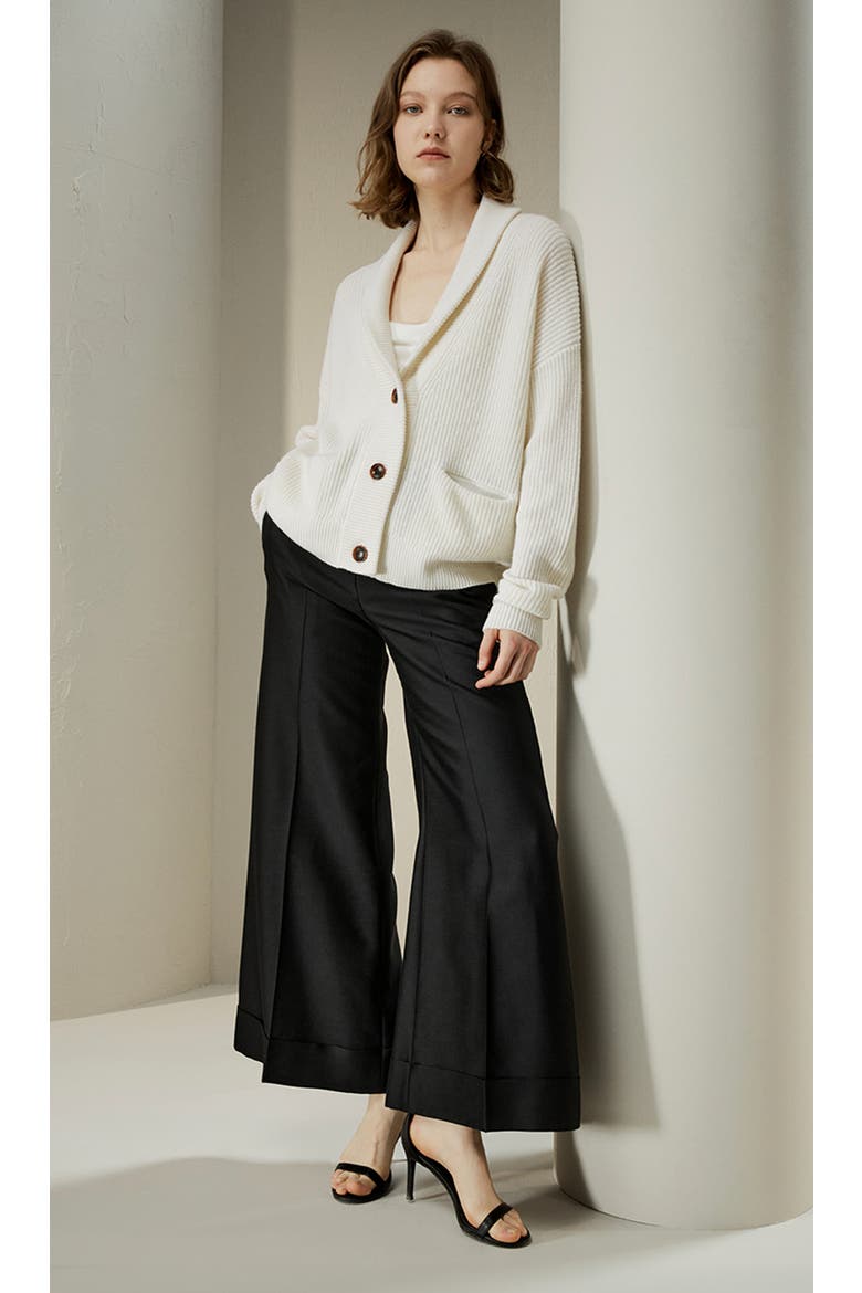 Women's Wool Knit Shawl Collar Cardigan, Alternate, color, White